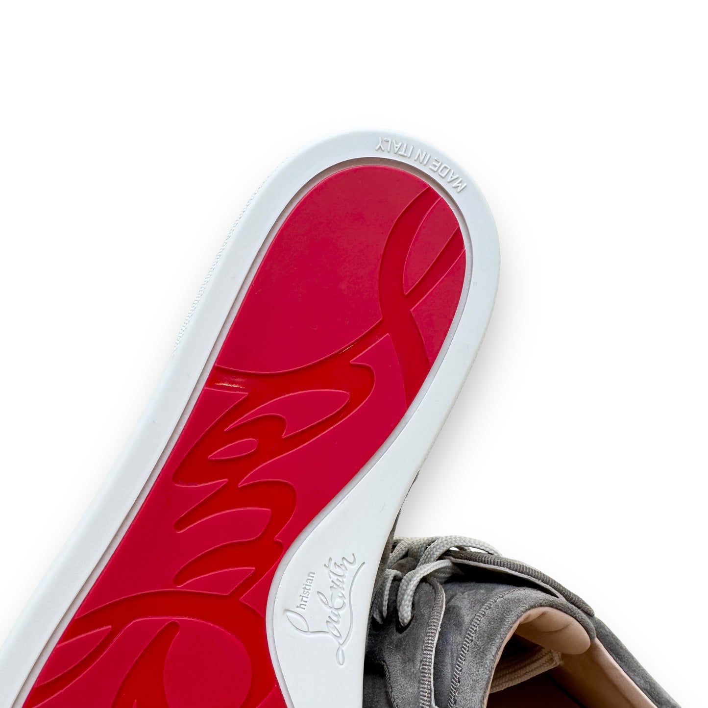 CHRISTIAN LOUBOUTIN LOUIS JUNIOR SUEDE SNEAKERS KHAKI UK9