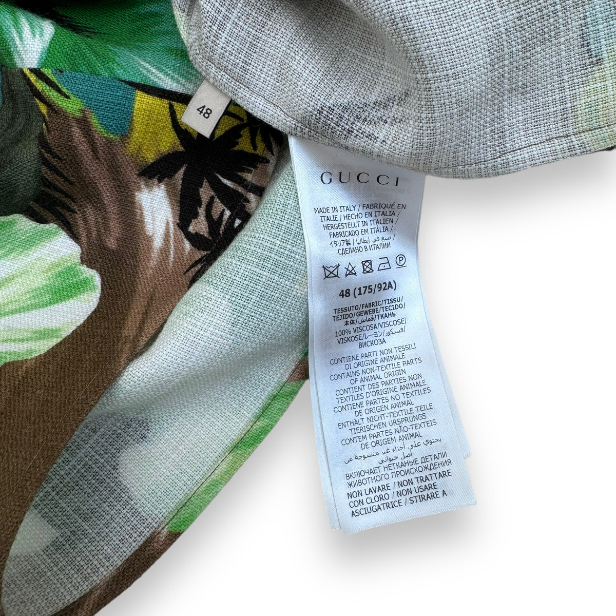 GUCCI LOVE PARADISE VISCOSE PALM TREE SHIRT GREEN M