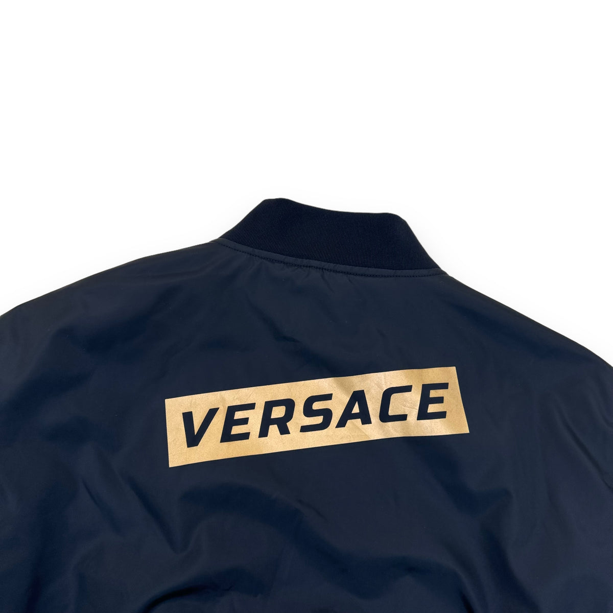 VERSACE ZIP-UP LOGO PRINT BOMBER JACKET BLACK XL