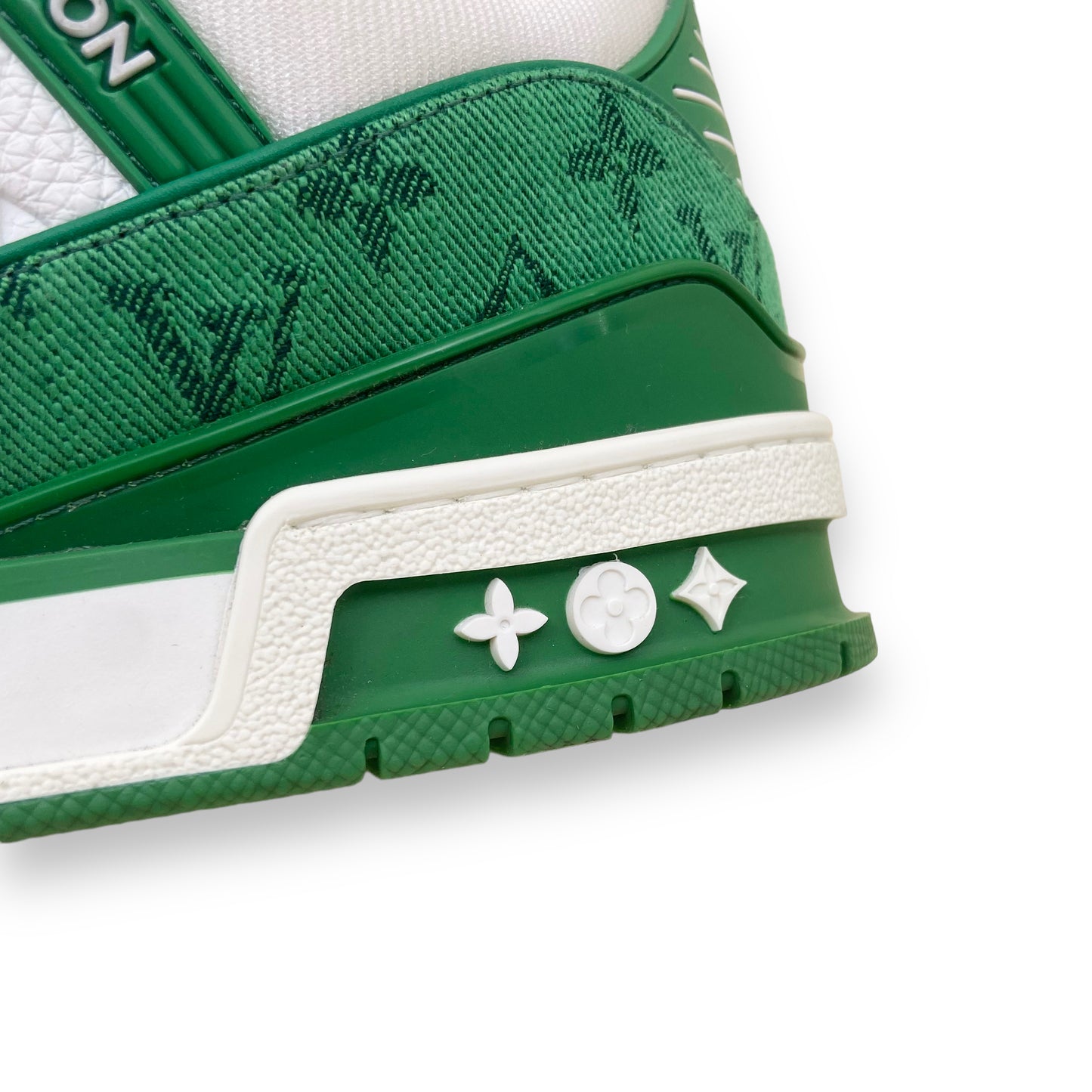 LOUIS VUITTON LV MONOGRAM DENIM SNEAKERS GREEN UK6.5