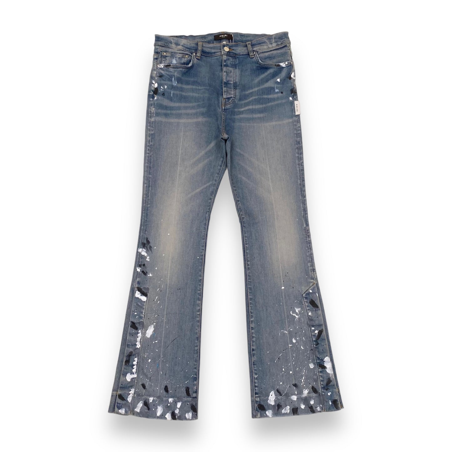 AMIRI PAINT SPLATTER FLARED JEANS BLUE 34W