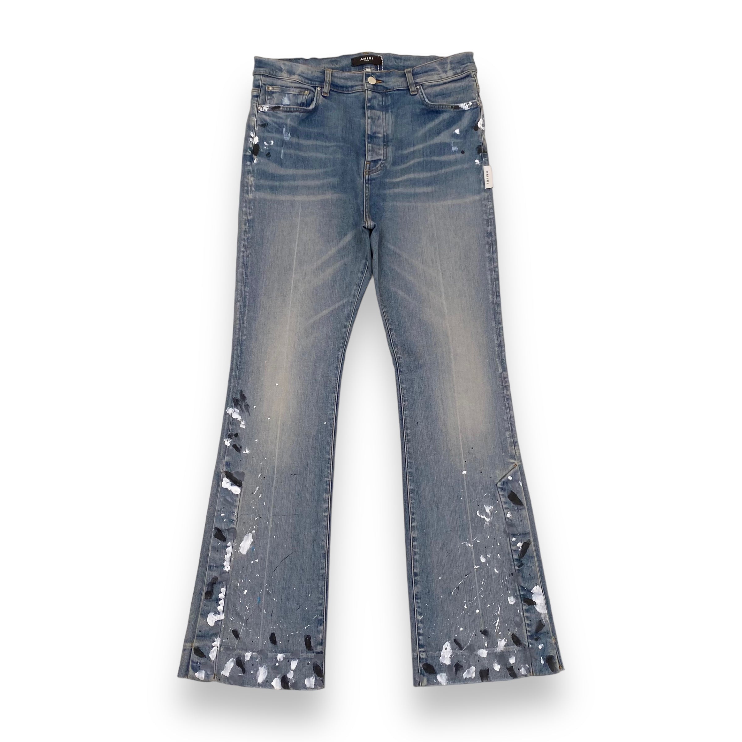 AMIRI PAINT SPLATTER FLARED JEANS BLUE 34W