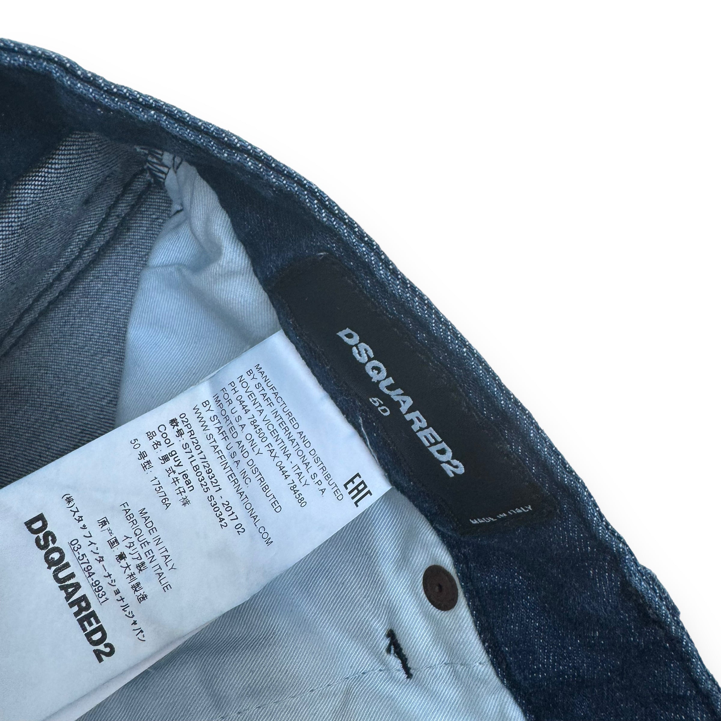 DSQUARED2 DISTRESSED PAINT SPLATTER DENIM JEANS BLUE XL