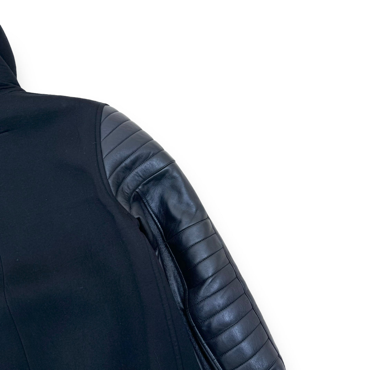 GIVENCHY HOODED NEOPRENE / LEATHER HOODED BOMBER JACKET BLACK S