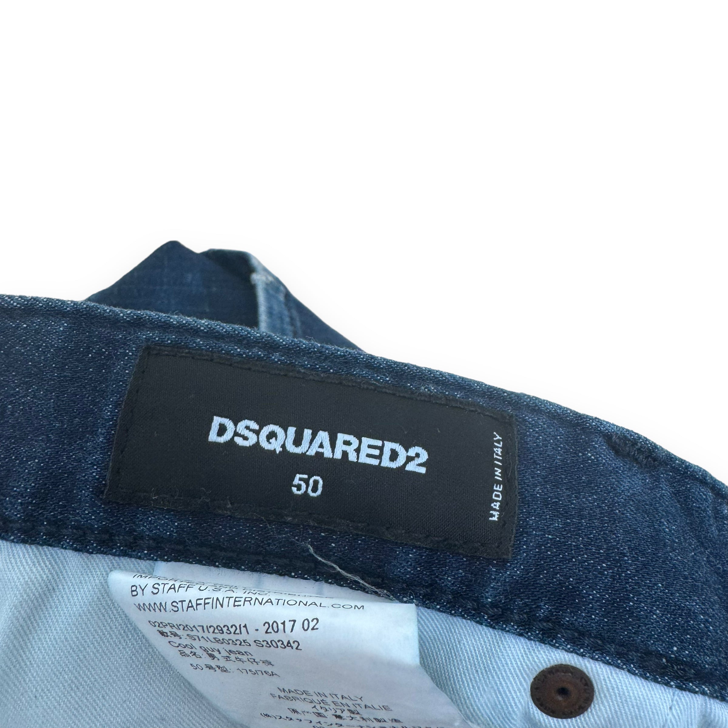 DSQUARED2 DISTRESSED PAINT SPLATTER DENIM JEANS BLUE XL