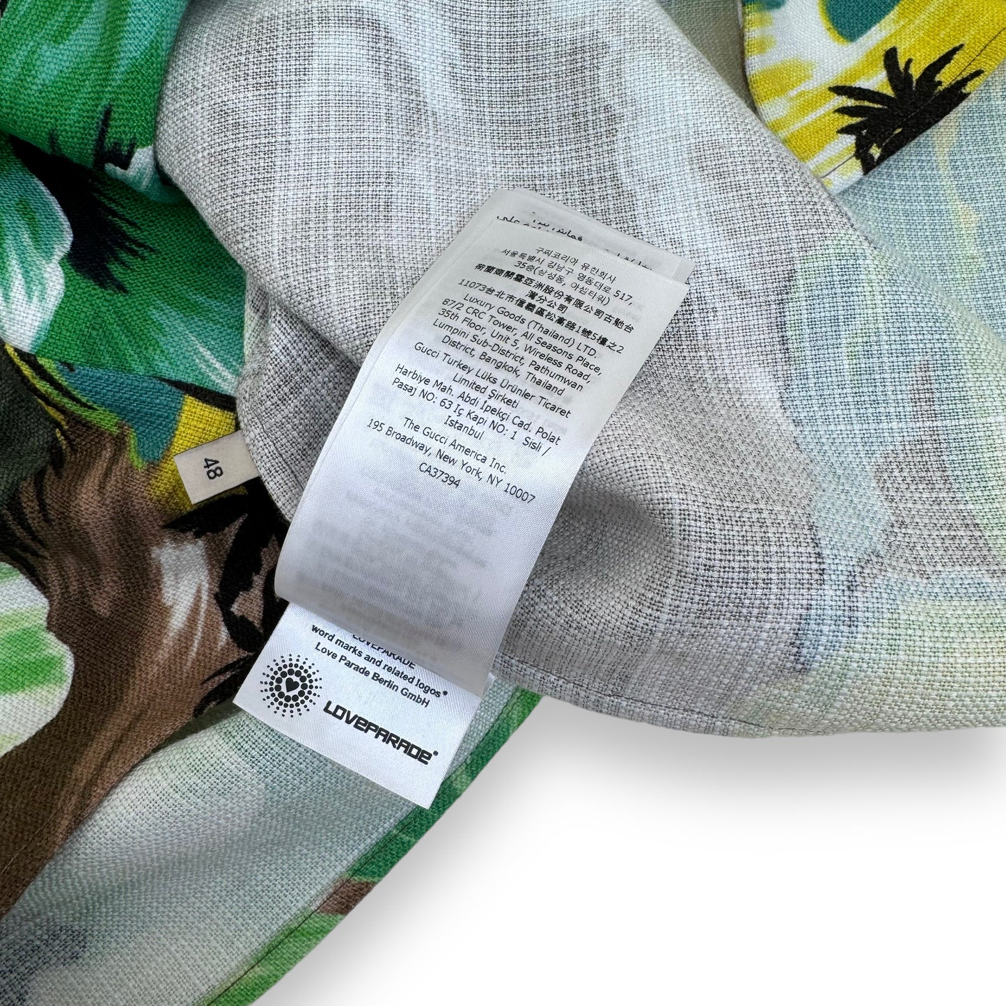 GUCCI LOVE PARADISE VISCOSE PALM TREE SHIRT GREEN M