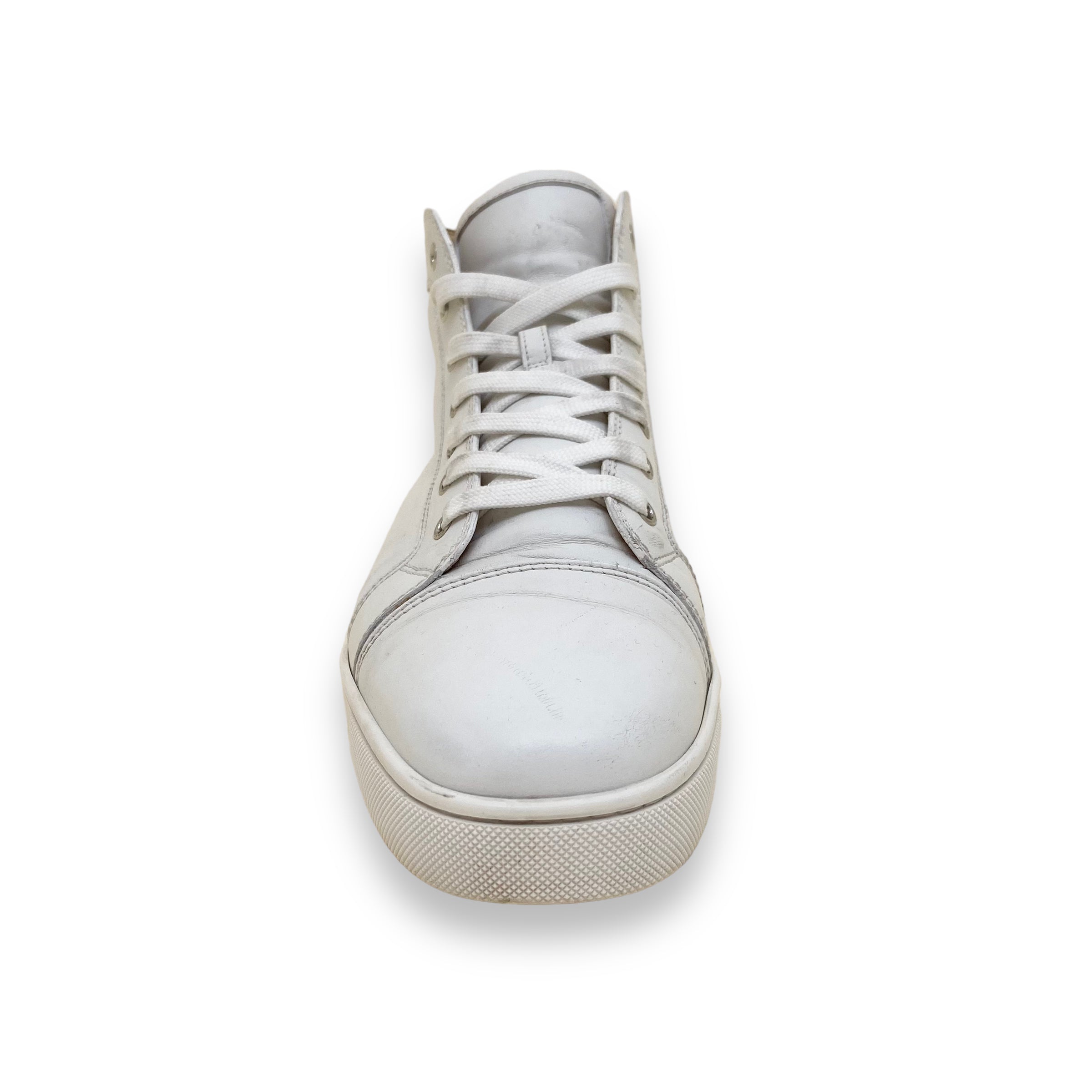 CHRISTIAN LOUBOUTIN LOUIS HIGH TOP LEATHER SNEAKERS WHITE UK10.5