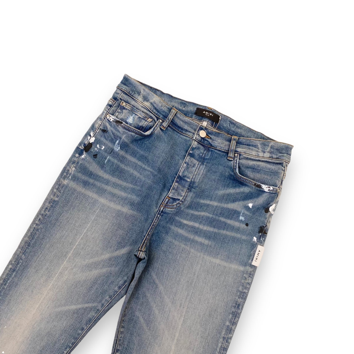 AMIRI PAINT SPLATTER FLARED JEANS BLUE 34W