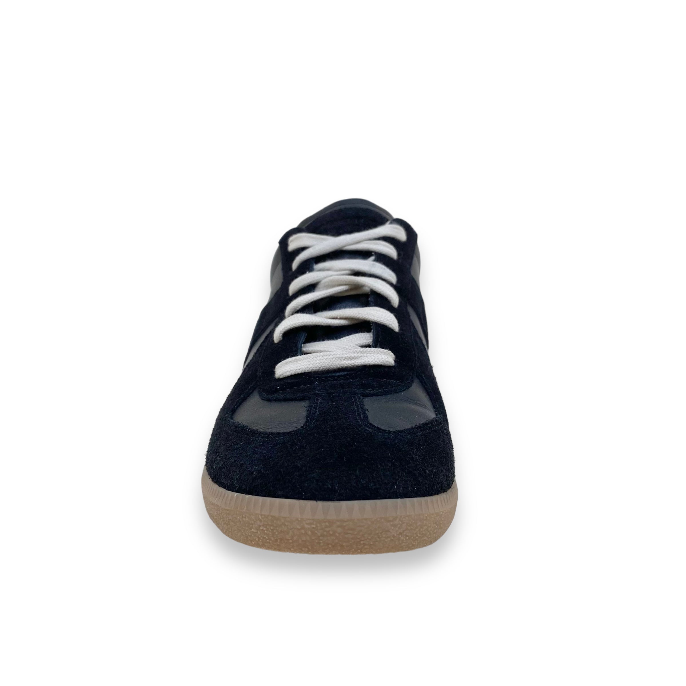 MAISON MARGIELA REPLICA LOW-TOP LEATHER / SUEDE SNEAKERS BLACK UK10