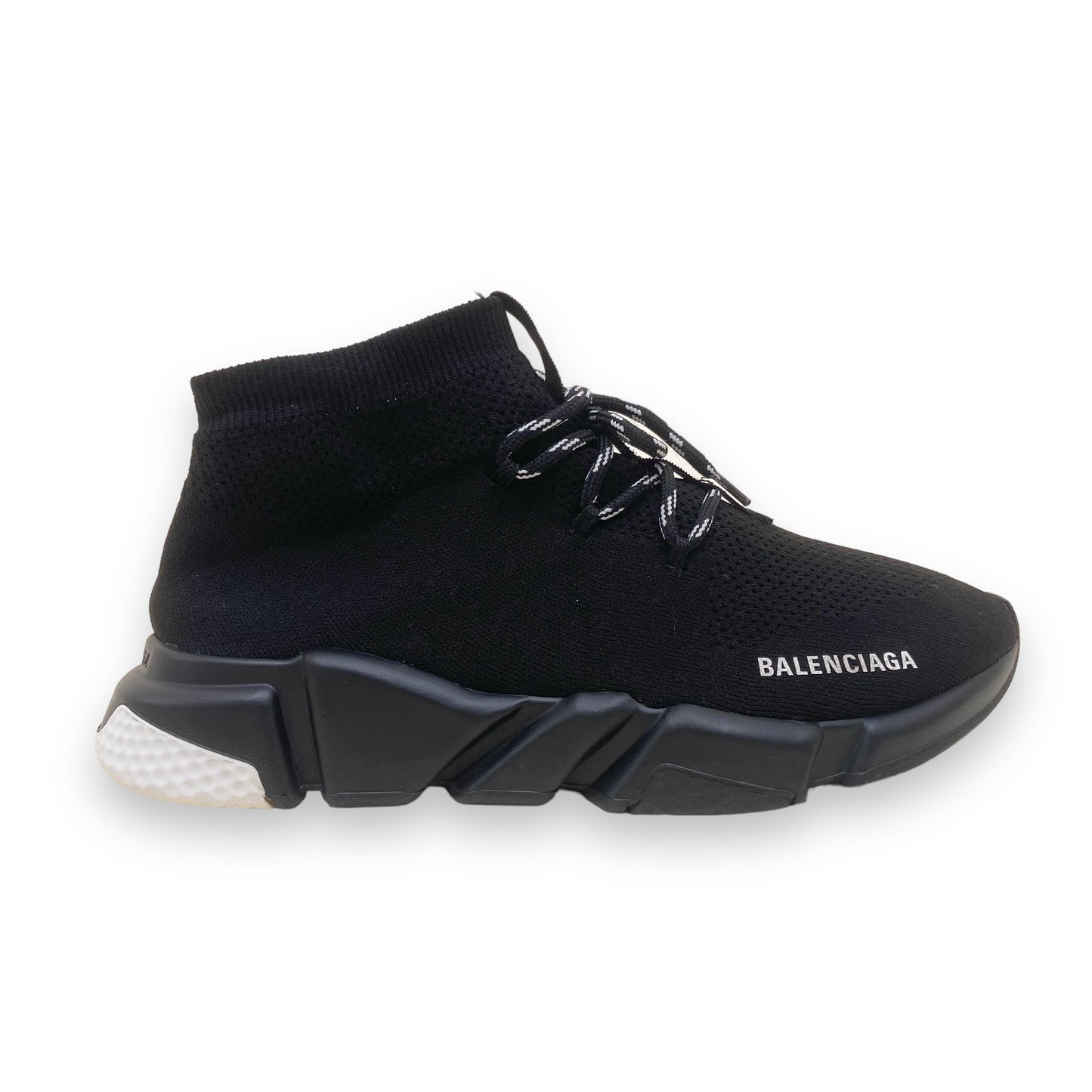 BALENCIAGA SPEED LACE UP SNEAKERS BLACK / WHITE UK8