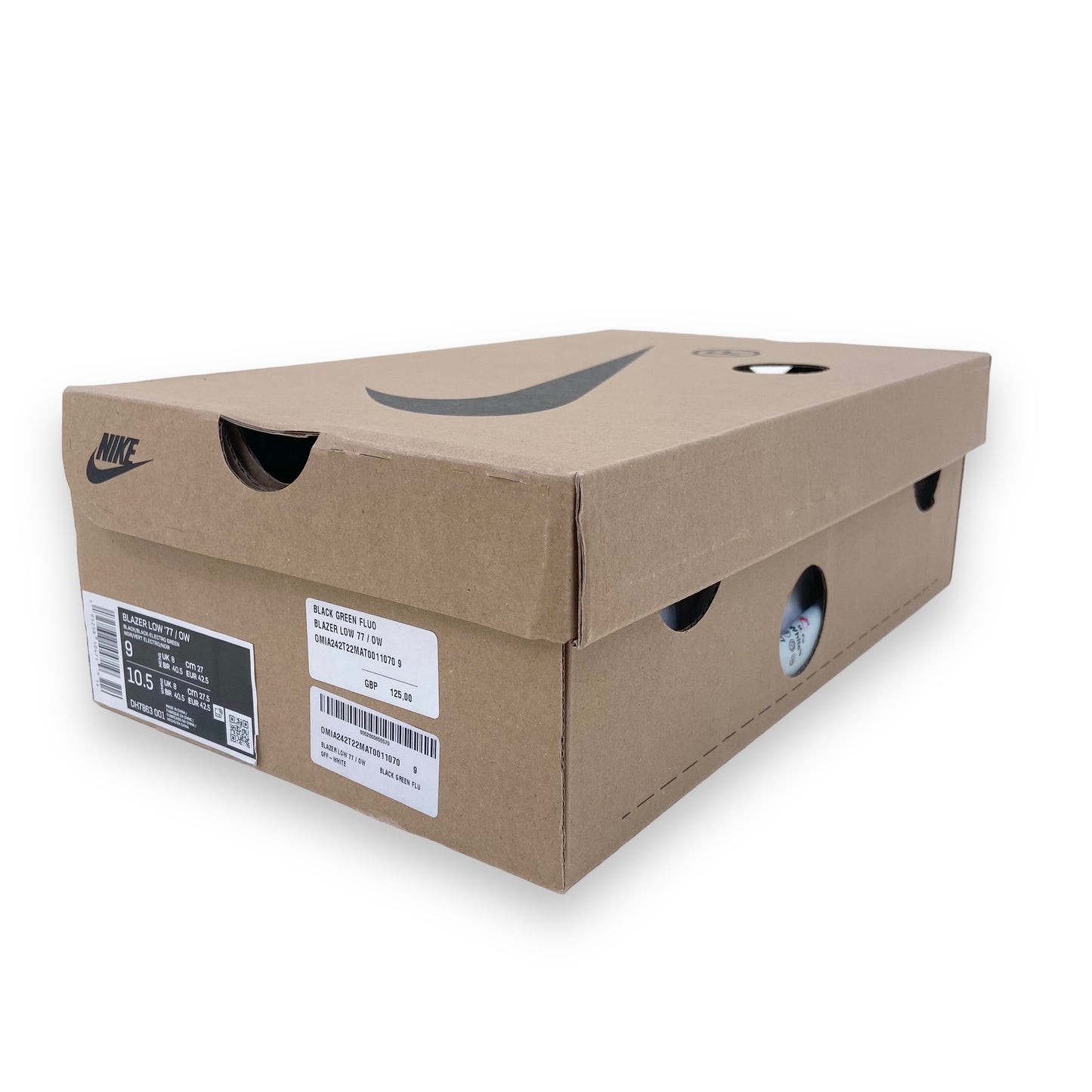 NIKE BLAZER LOW X OFF-WHITE ‘77 SNEAKERS BLACK ELECTRO GREEN UK8