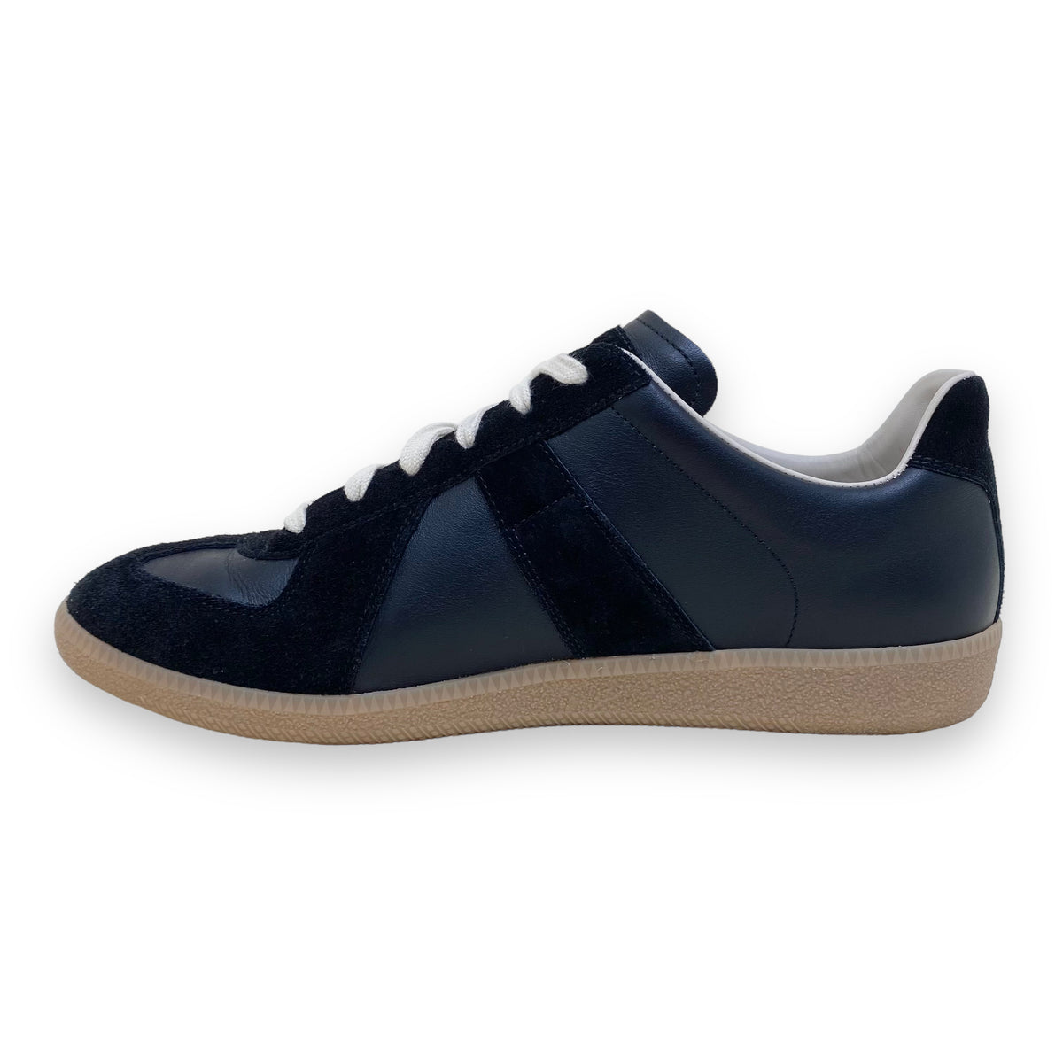 MAISON MARGIELA REPLICA LOW-TOP LEATHER / SUEDE SNEAKERS BLACK UK10