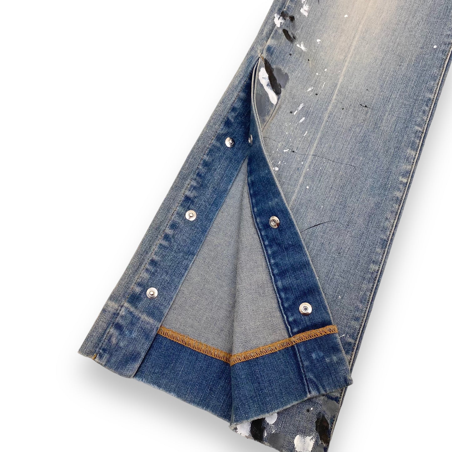 AMIRI PAINT SPLATTER FLARED JEANS BLUE 34W