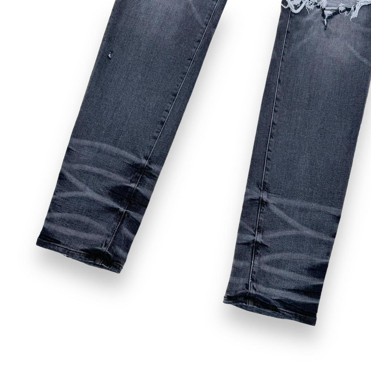 AMIRI DISTRESSED STRETCH-DENIM WASHED JEANS GREY 34W