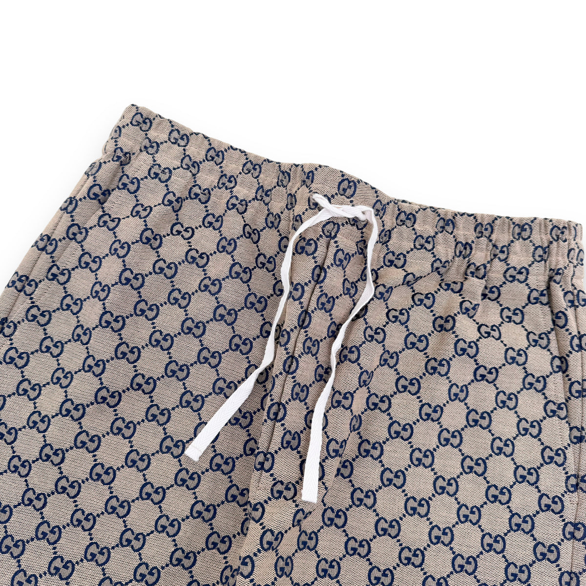 GUCCI GG CANVAS WITH LEATHER INTERLOCKING LOGO TROUSERS BEIGE S