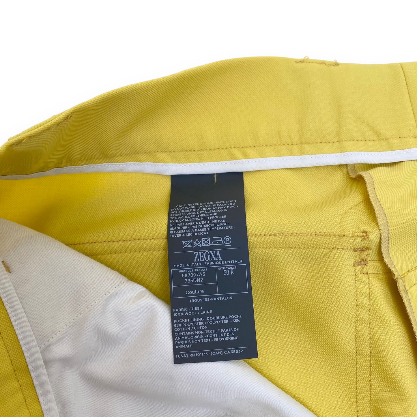 ZEGNA PANELLED WOOL TROUSERS YELLOW XL