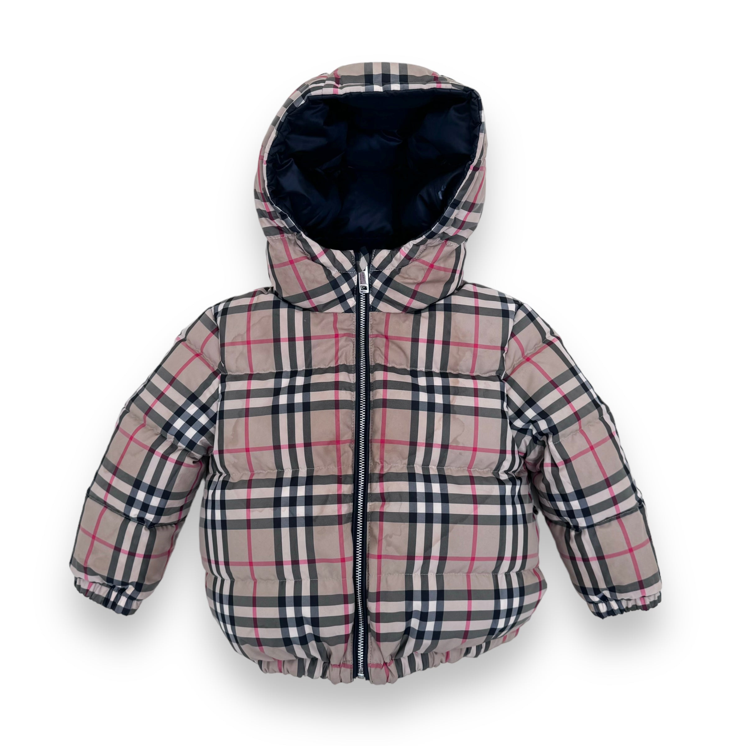 BURBERRY VINTAGE CHECK REVERSIBLE POLYESTER PUFFER JACKET BEIGE / BLACK AGE2