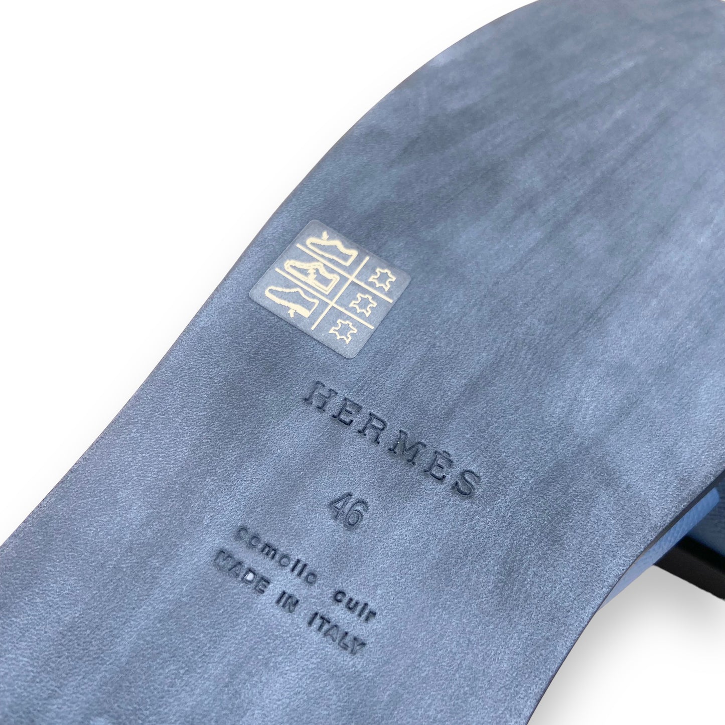 HERMES IZMIR SANDALS BLEU BLEUET / GRIS OSMIUM UK11