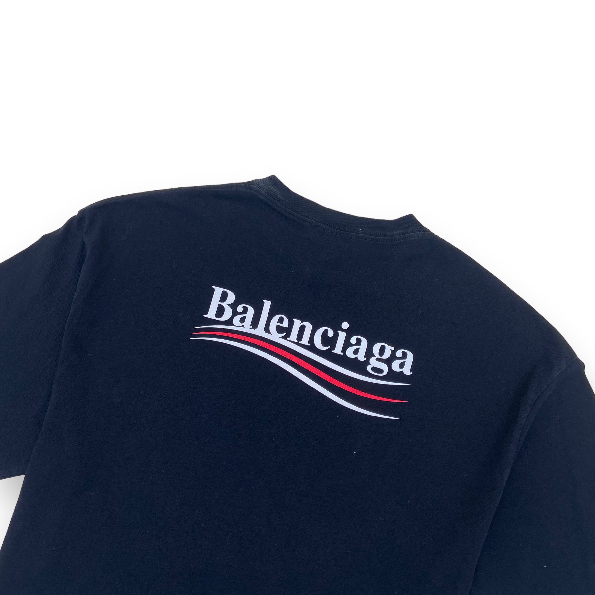 BALENCIAGA POLITICAL LOGO T-SHIRT BLACK M
