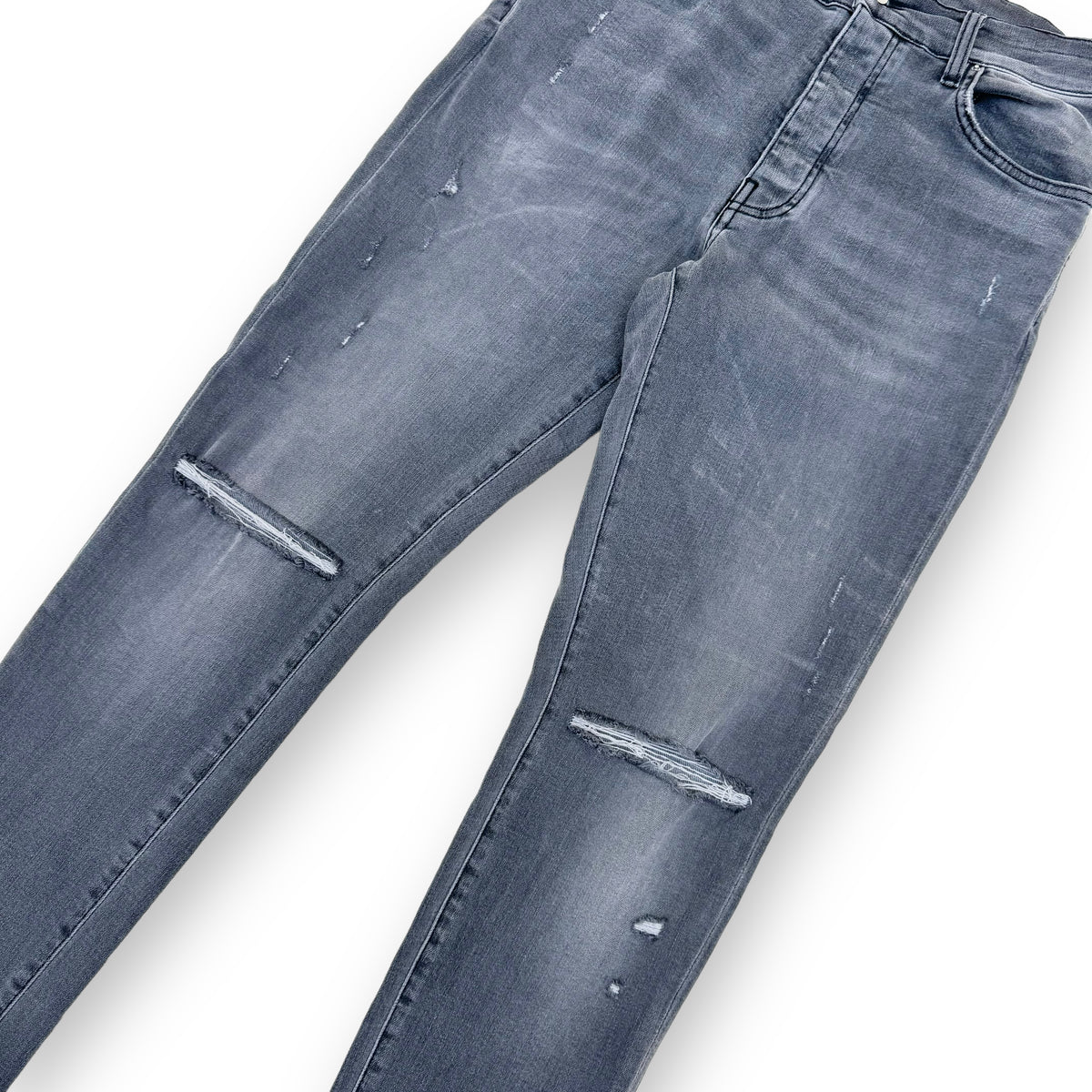 AMIRI DISTRESSED SKINNY DENIM JEANS GREY 34W