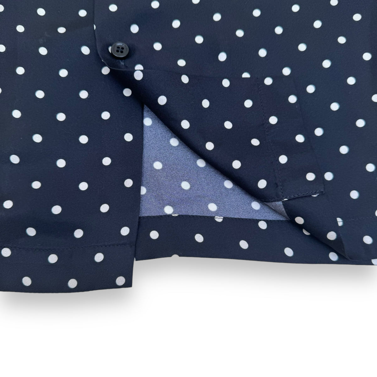 AMIRI SILK TWILL SHORT SLEEVE POLKADOT SHIRT BLACK M