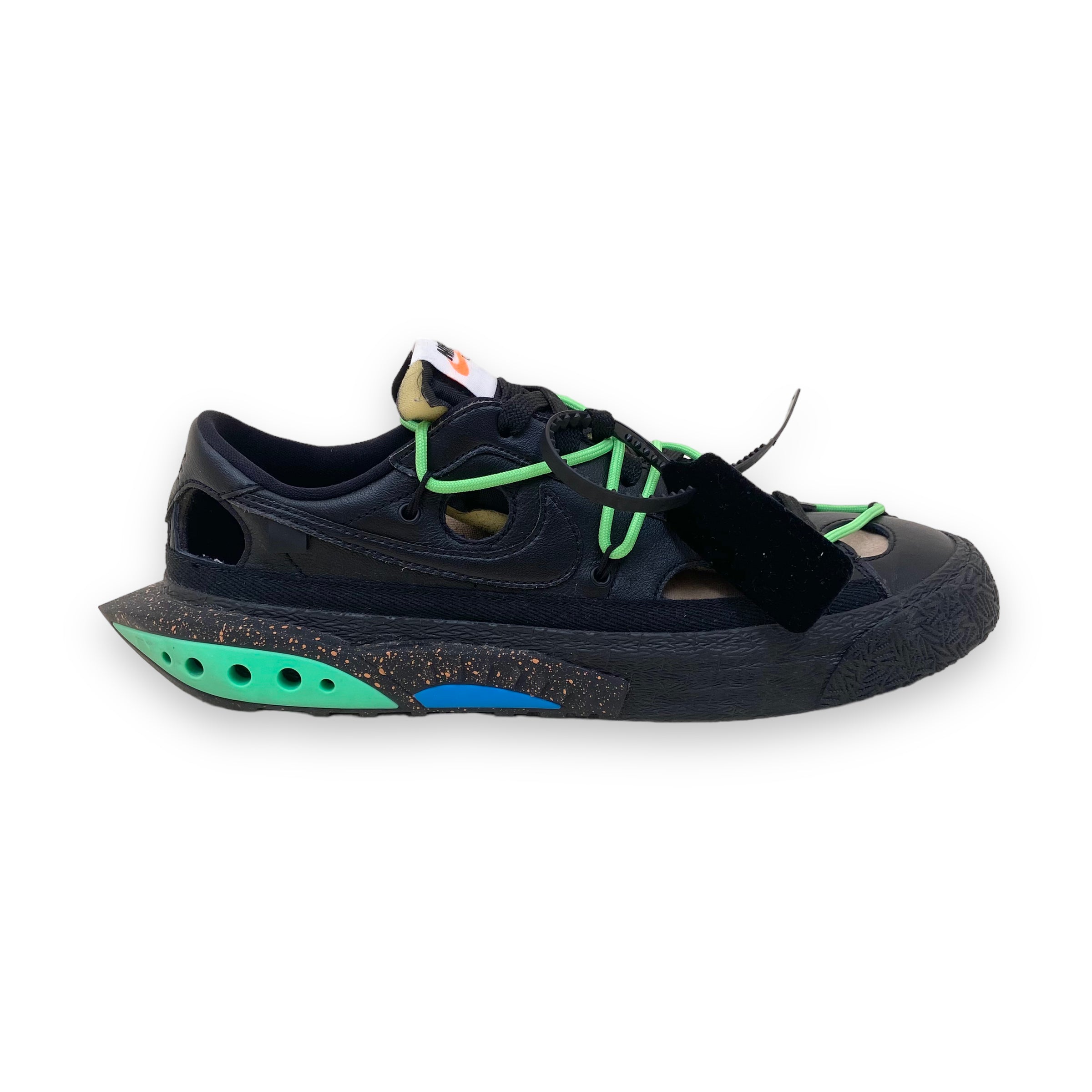 NIKE BLAZER LOW X OFF-WHITE ‘77 SNEAKERS BLACK ELECTRO GREEN UK8