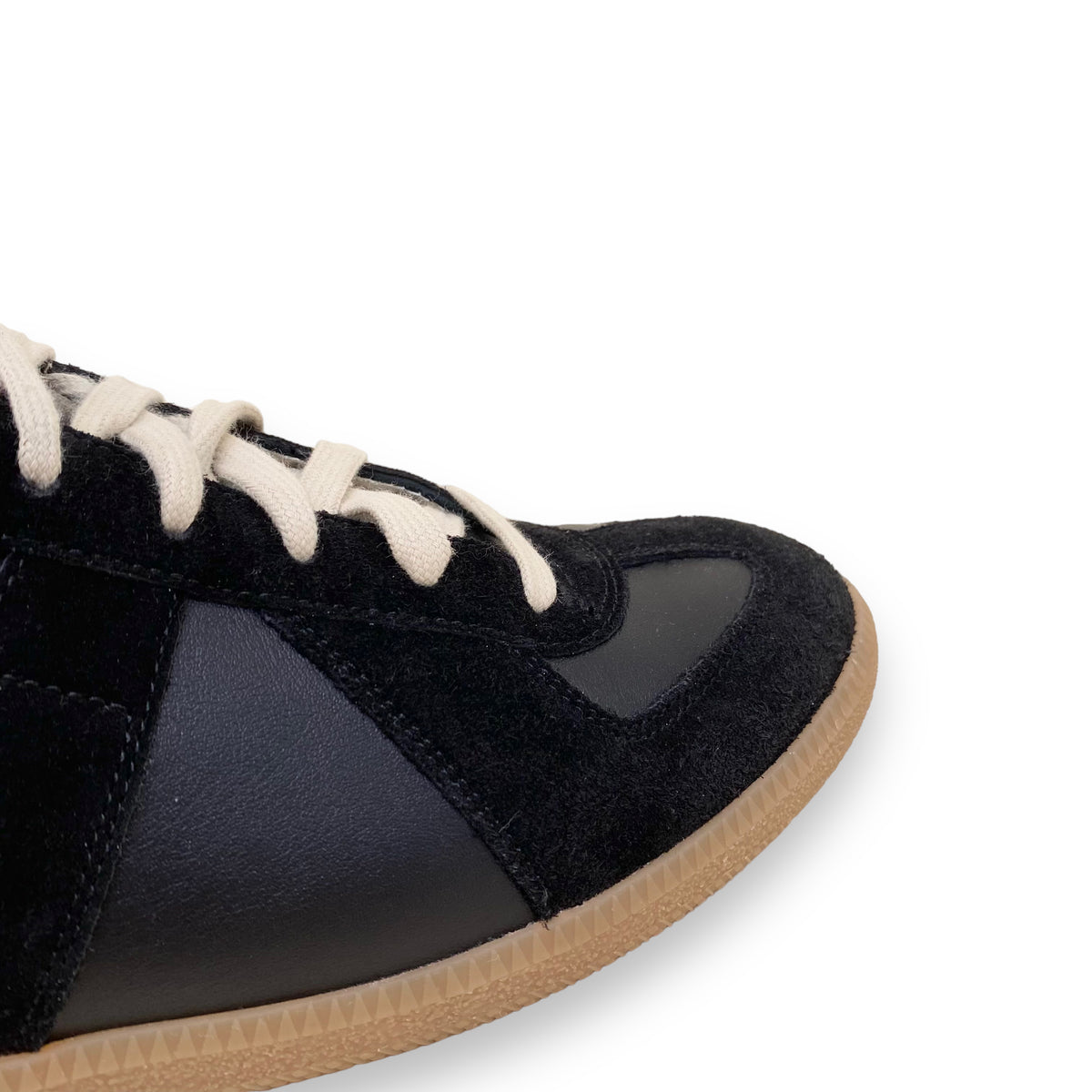 MAISON MARGIELA REPLICA LOW-TOP LEATHER / SUEDE SNEAKERS BLACK UK10