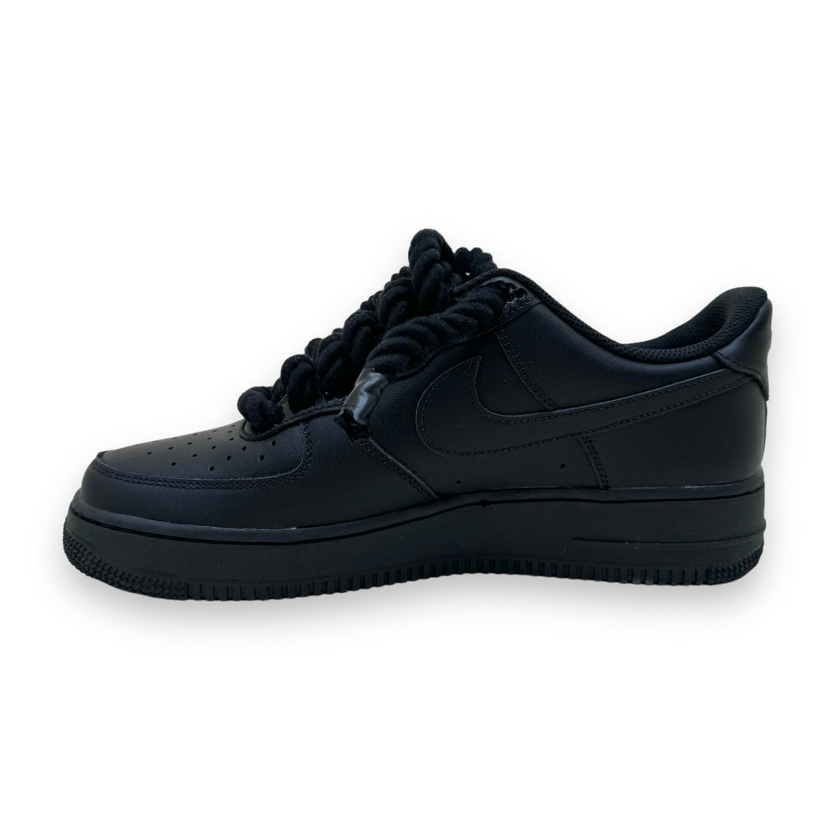 NIKE AF1 CUSTOMISED ROPE LACE SNEAKERS BLACK UK8.5