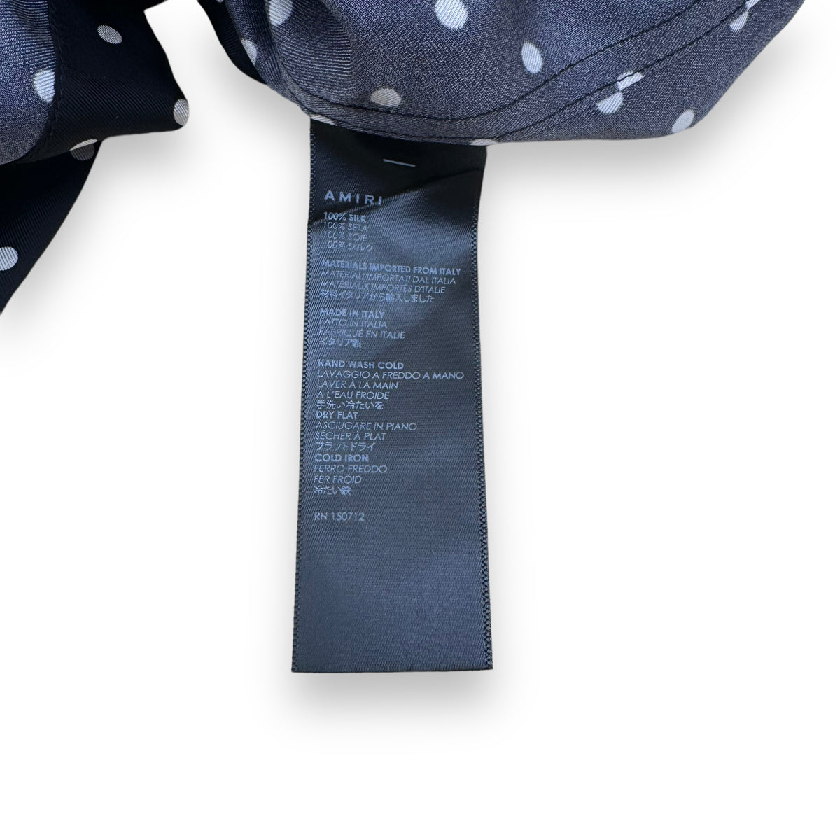 AMIRI SILK TWILL SHORT SLEEVE POLKADOT SHIRT BLACK M