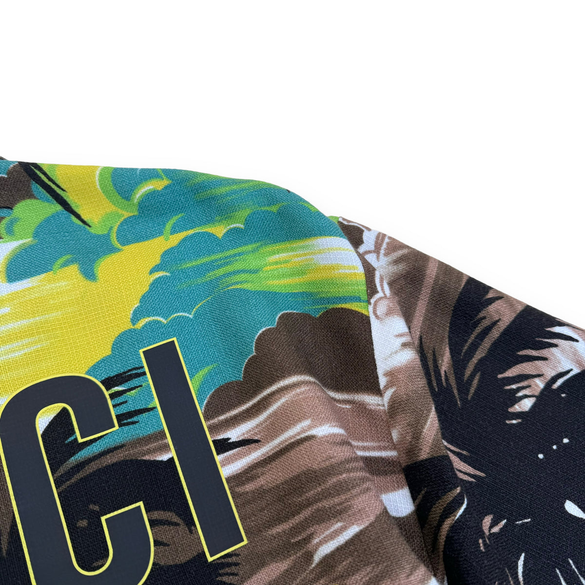 GUCCI LOVE PARADISE VISCOSE PALM TREE SHIRT GREEN M