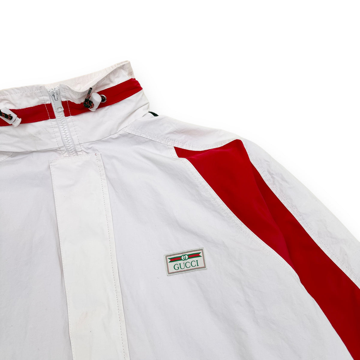 GUCCI COTTON CANVAS WINDBREAKER JACKET WHITE S