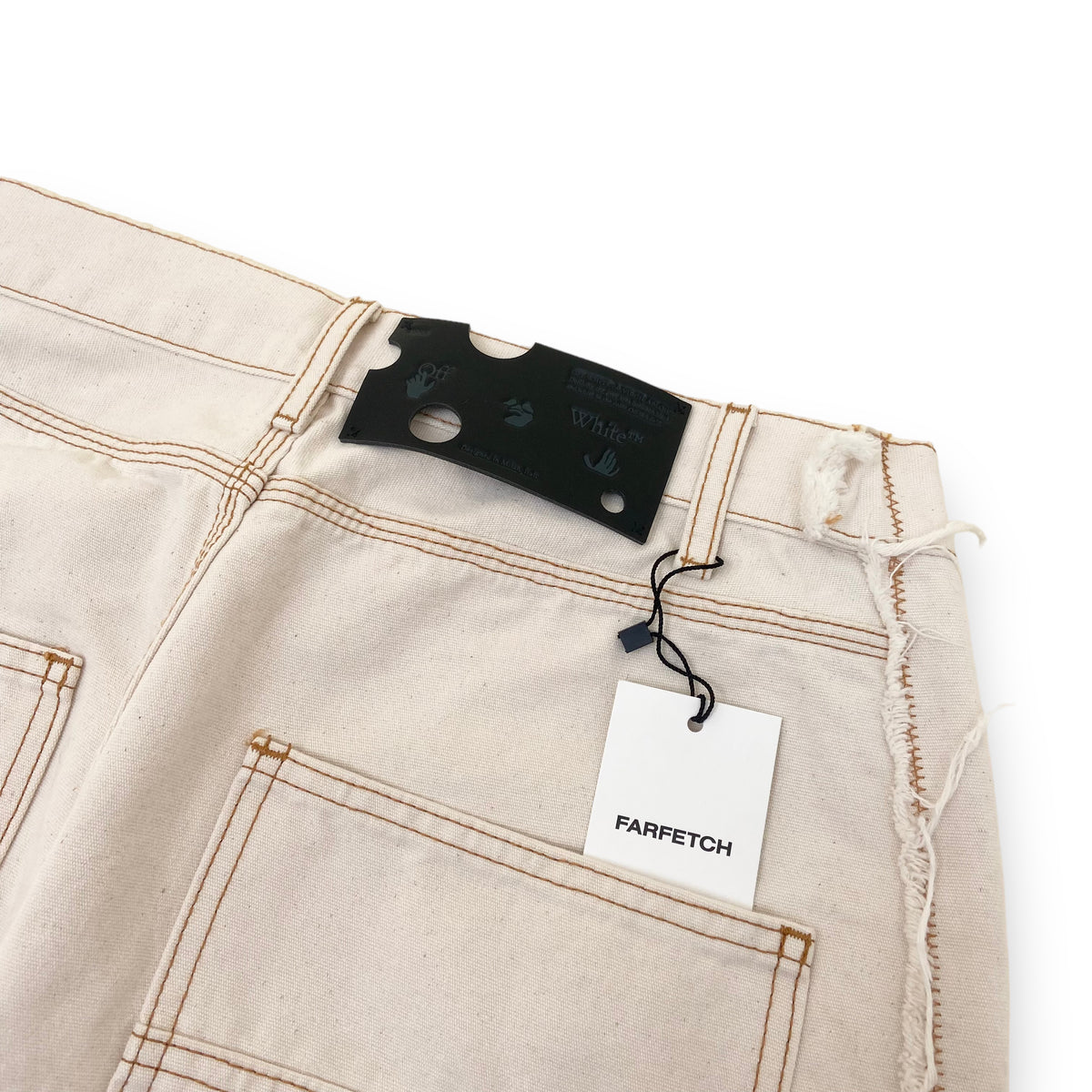 OFF-WHITE DISTRESSED PAINT SPLATTER CARPENTER TROUSERS 31W