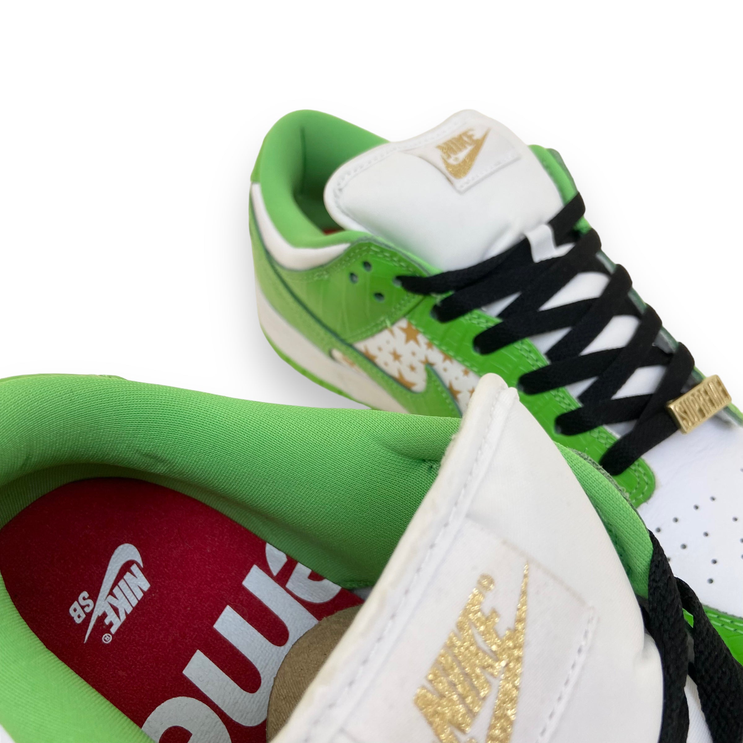 NIKE X SUPREME DUNK LOW STARS OG SB QS SNEAKERS ‘MEAN GREEN’ UK10