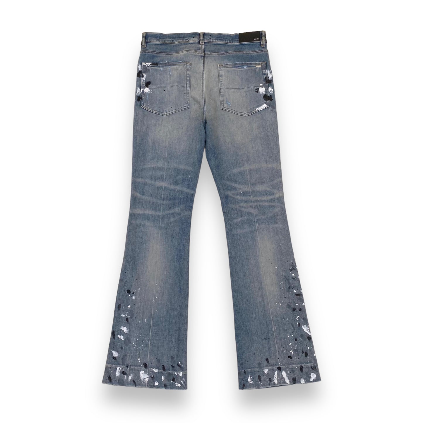 AMIRI PAINT SPLATTER FLARED JEANS BLUE 34W