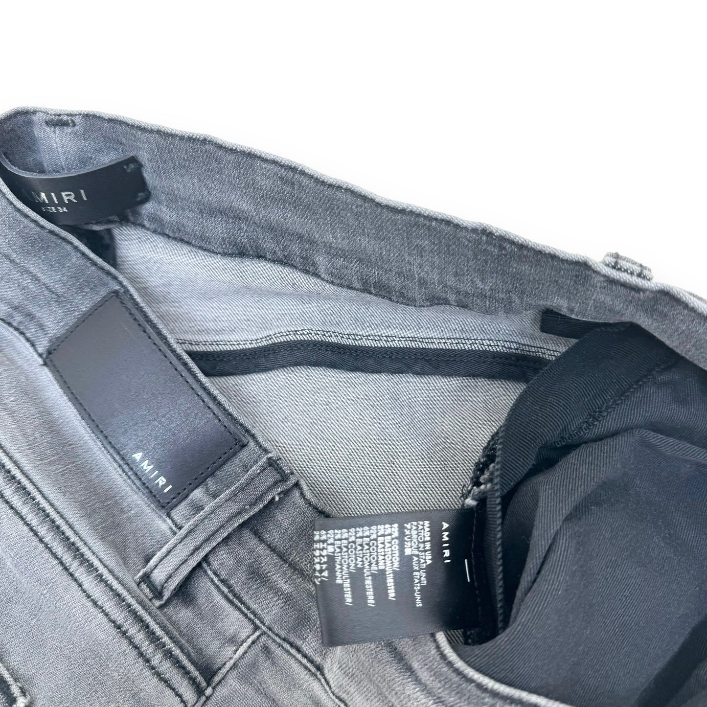 AMIRI DISTRESSED SKINNY DENIM JEANS GREY 34W