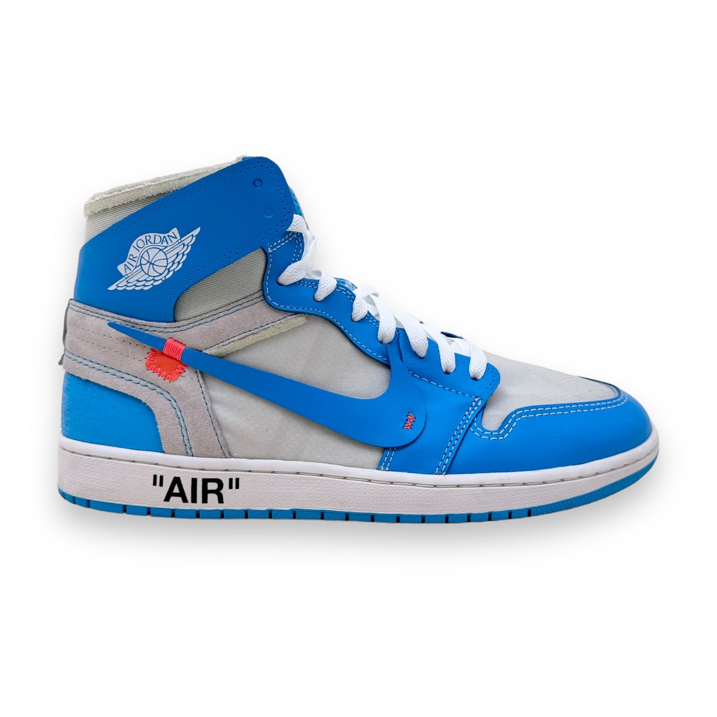 NIKE X OFF-WHITE JORDAN 1 HIGH UNIVERSITY BLUE UNC SNEAKER UK11