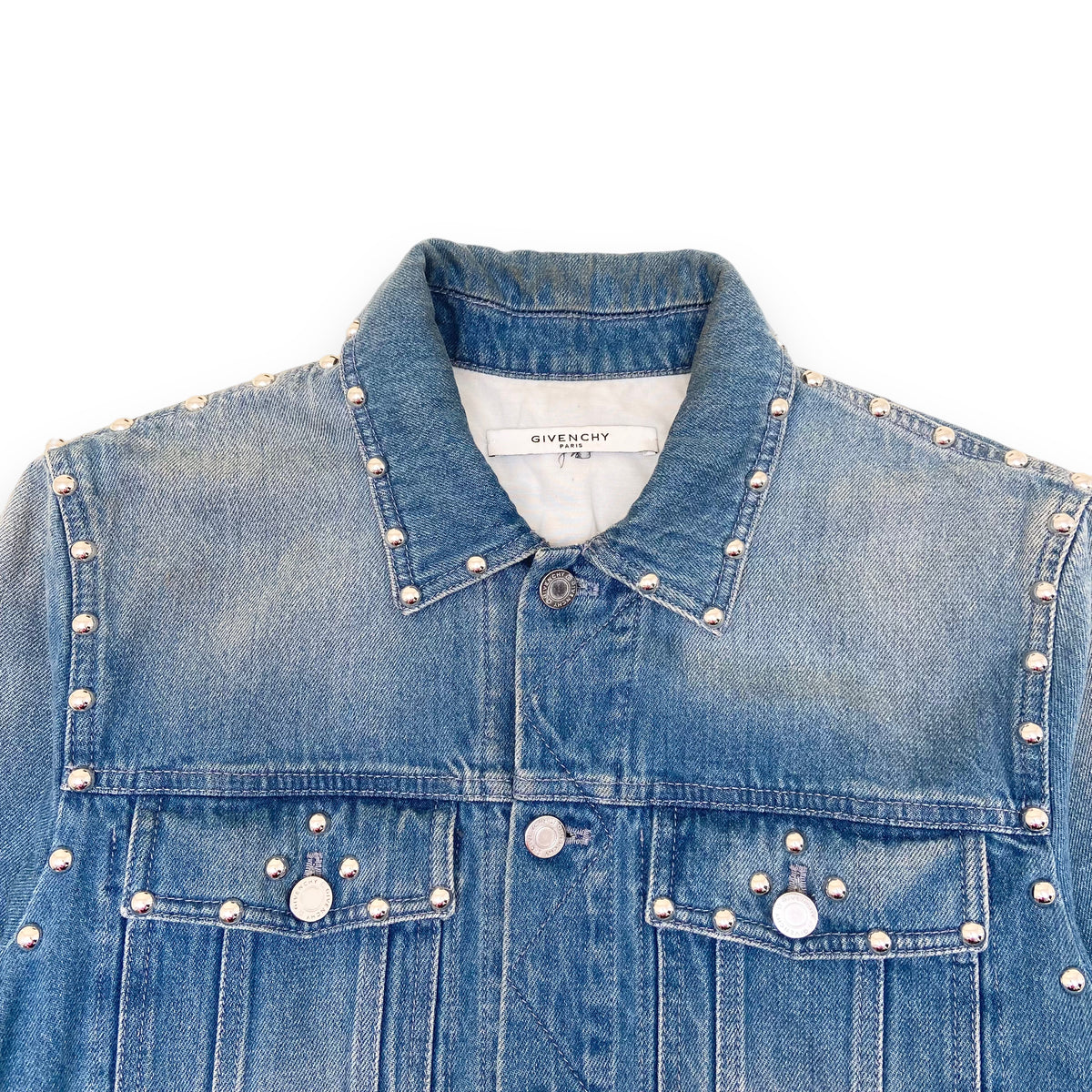 GIVENCHY STUDDED DENIM JACKET BLUE S