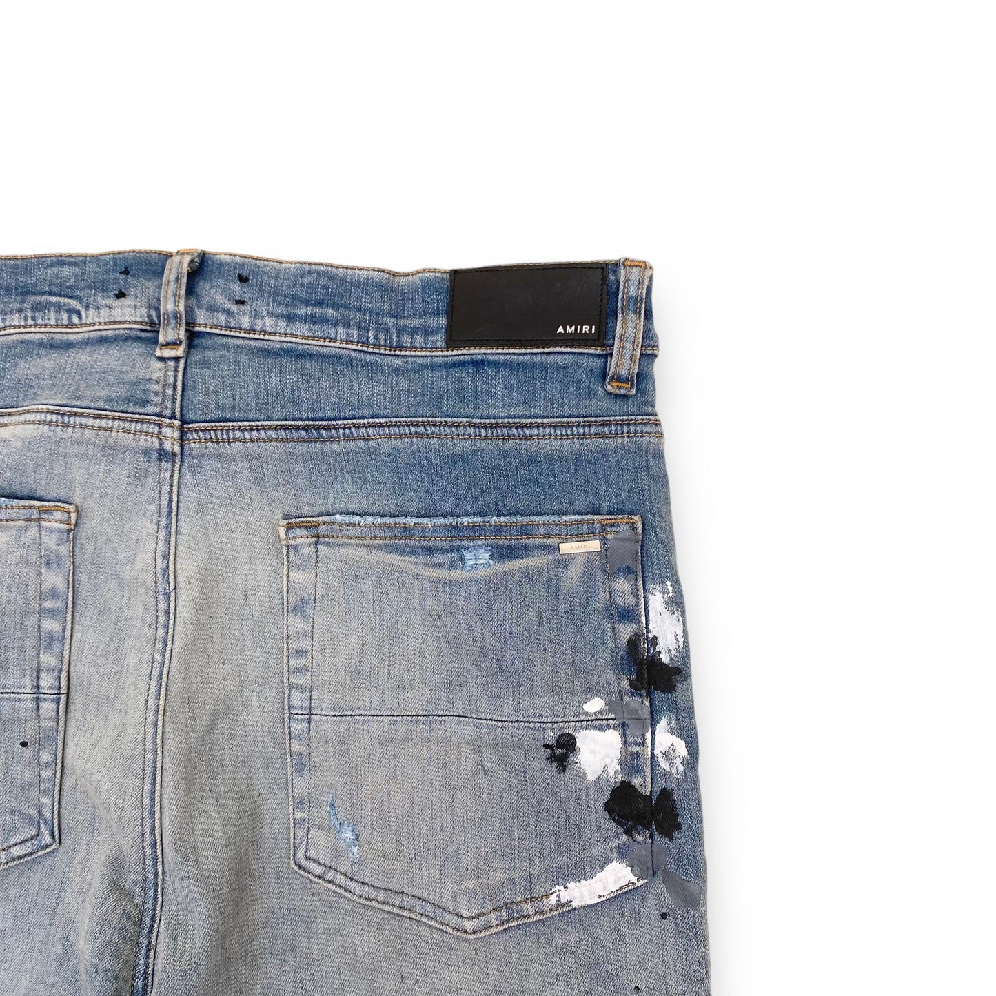 AMIRI PAINT SPLATTER FLARED JEANS BLUE 34W