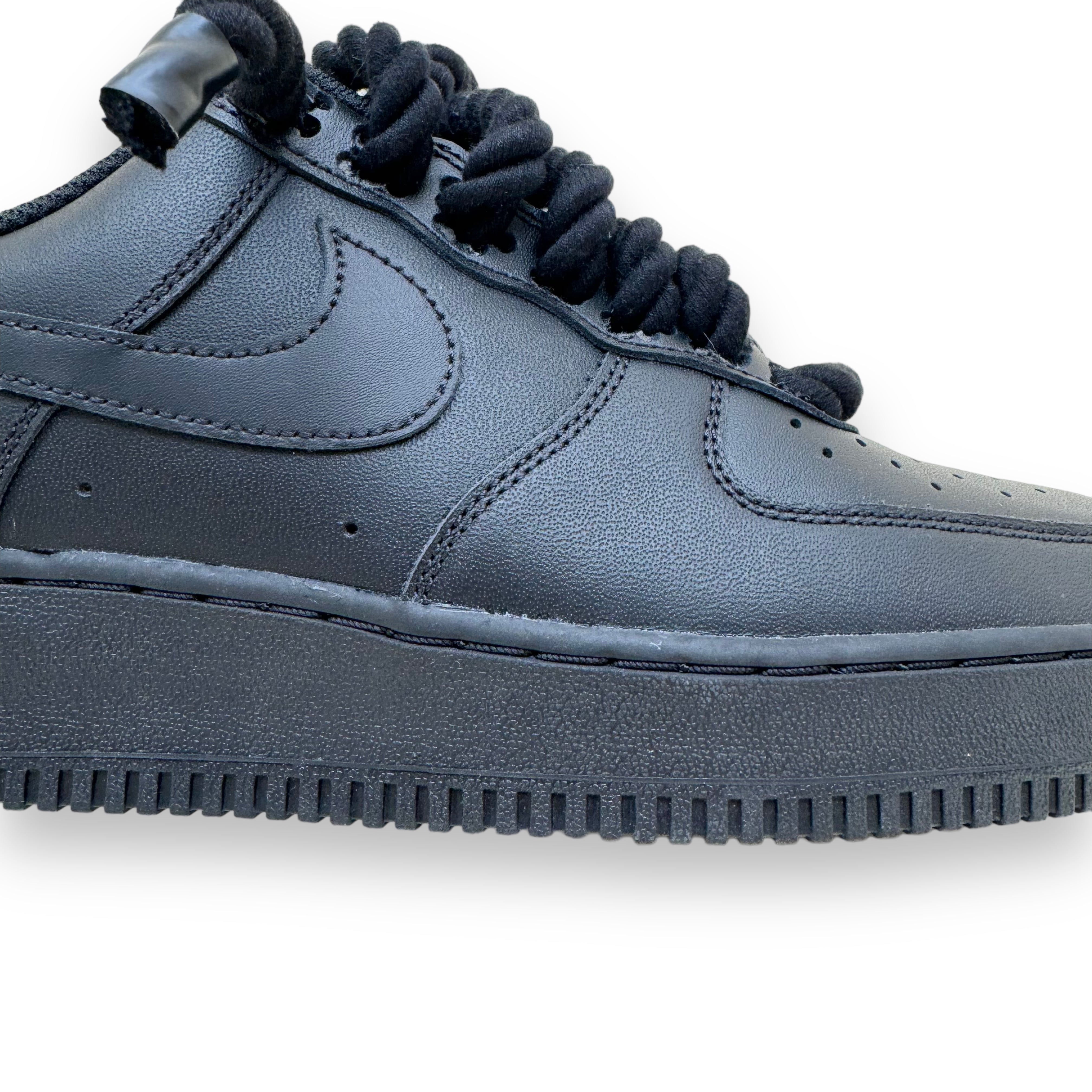 NIKE AF1 CUSTOMISED ROPE LACE SNEAKERS BLACK UK8.5