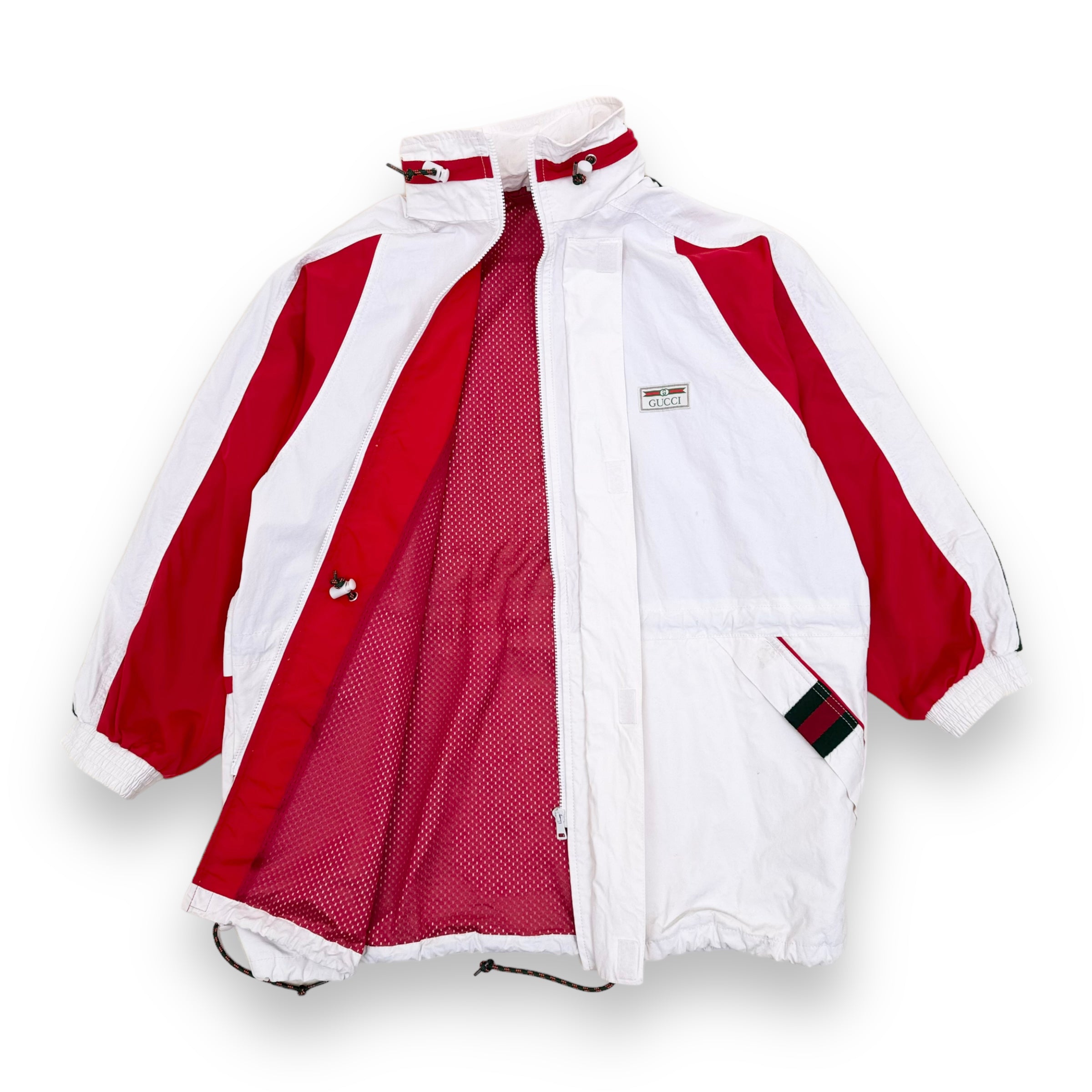 GUCCI COTTON CANVAS WINDBREAKER JACKET WHITE S