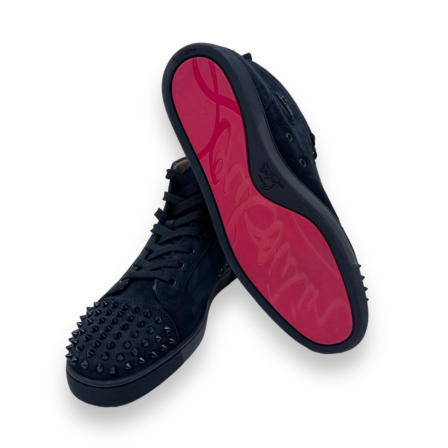 CHRISTIAN LOUBOUTIN SUEDE SPIKE SNEAKER BLACK UK11