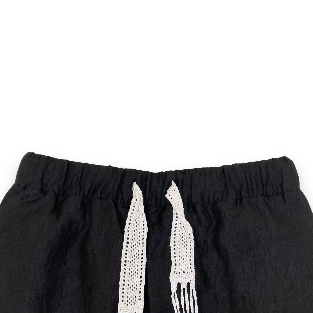WALES BONNER WRINKLE LINEN XALAM SHORTS BLACK L