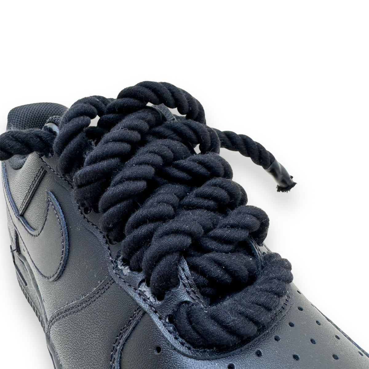 NIKE AF1 CUSTOMISED ROPE LACE SNEAKERS BLACK UK8.5
