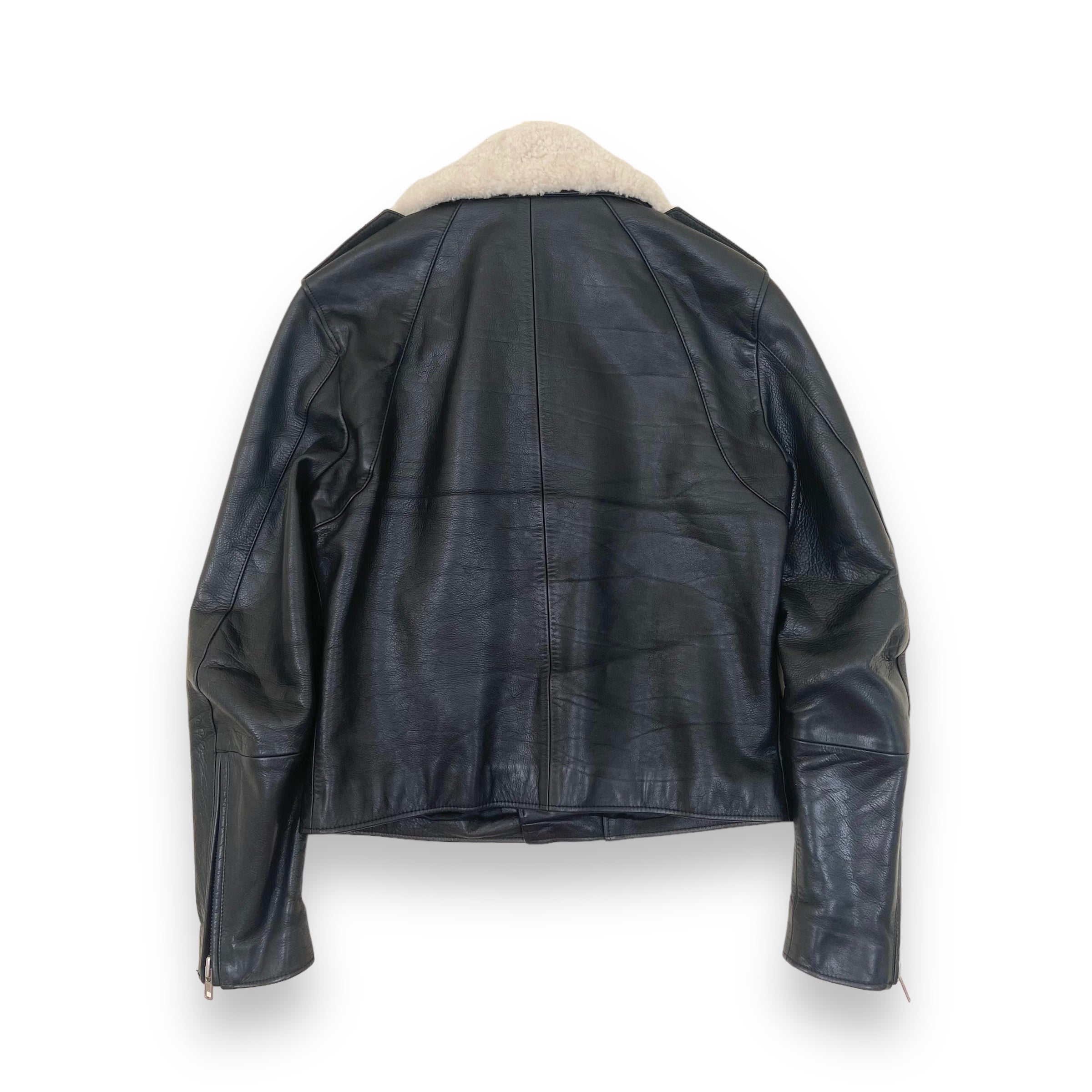 SANDRO CALFSKIN LEATHER JACKET BLACK M