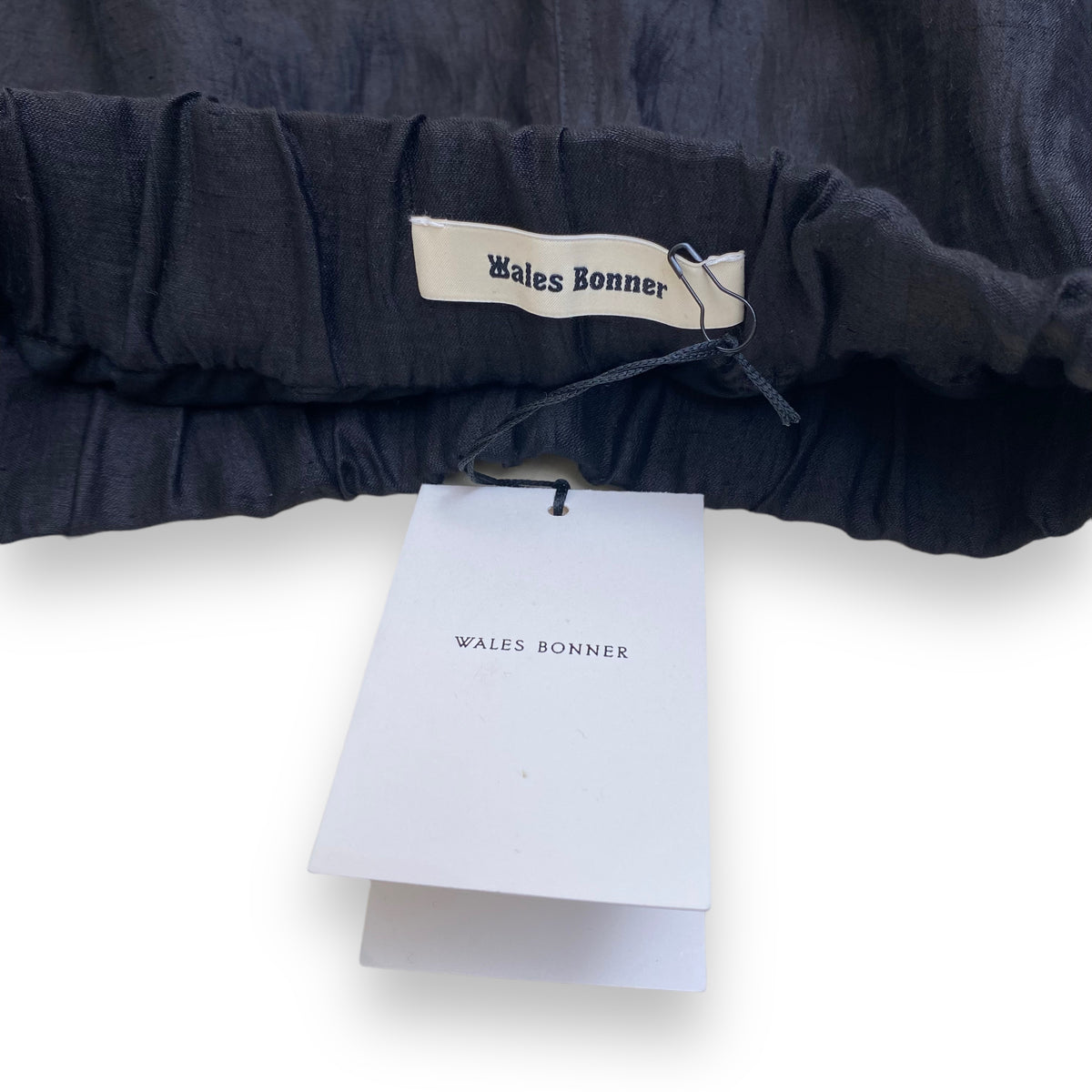 WALES BONNER WRINKLE LINEN XALAM SHORTS BLACK L