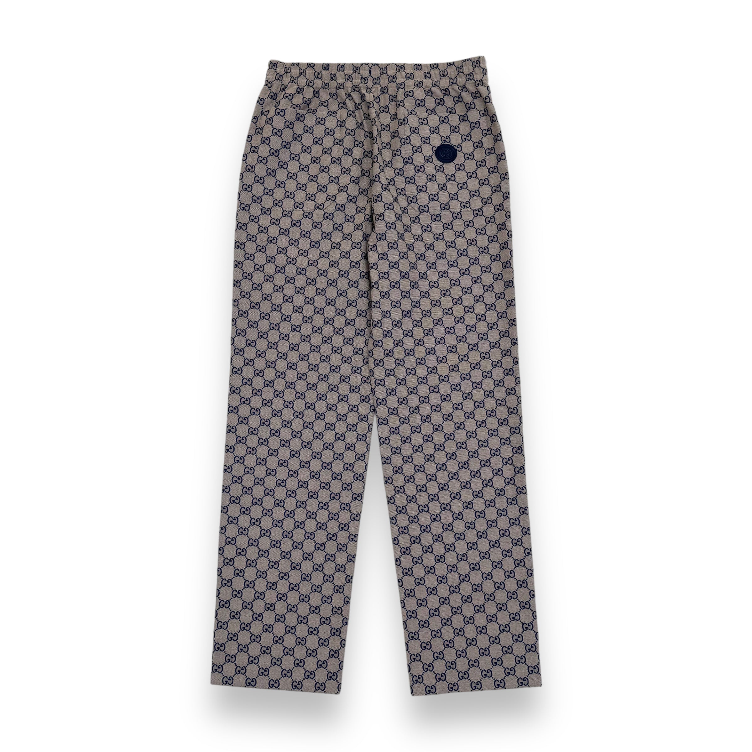 GUCCI GG CANVAS WITH LEATHER INTERLOCKING LOGO TROUSERS BEIGE S