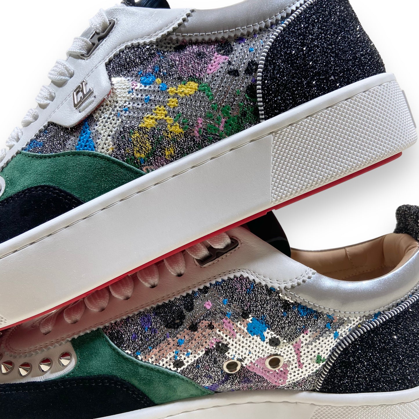 CHRISTIAN LOUBOUTIN HAPPYRUI GLITTER SNEAKERS MULTI UK8