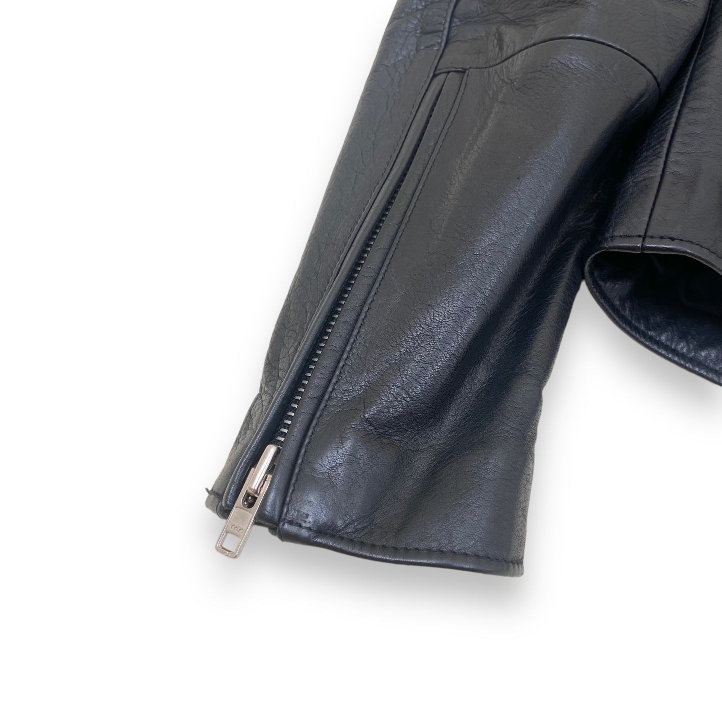 SANDRO CALFSKIN LEATHER JACKET BLACK M