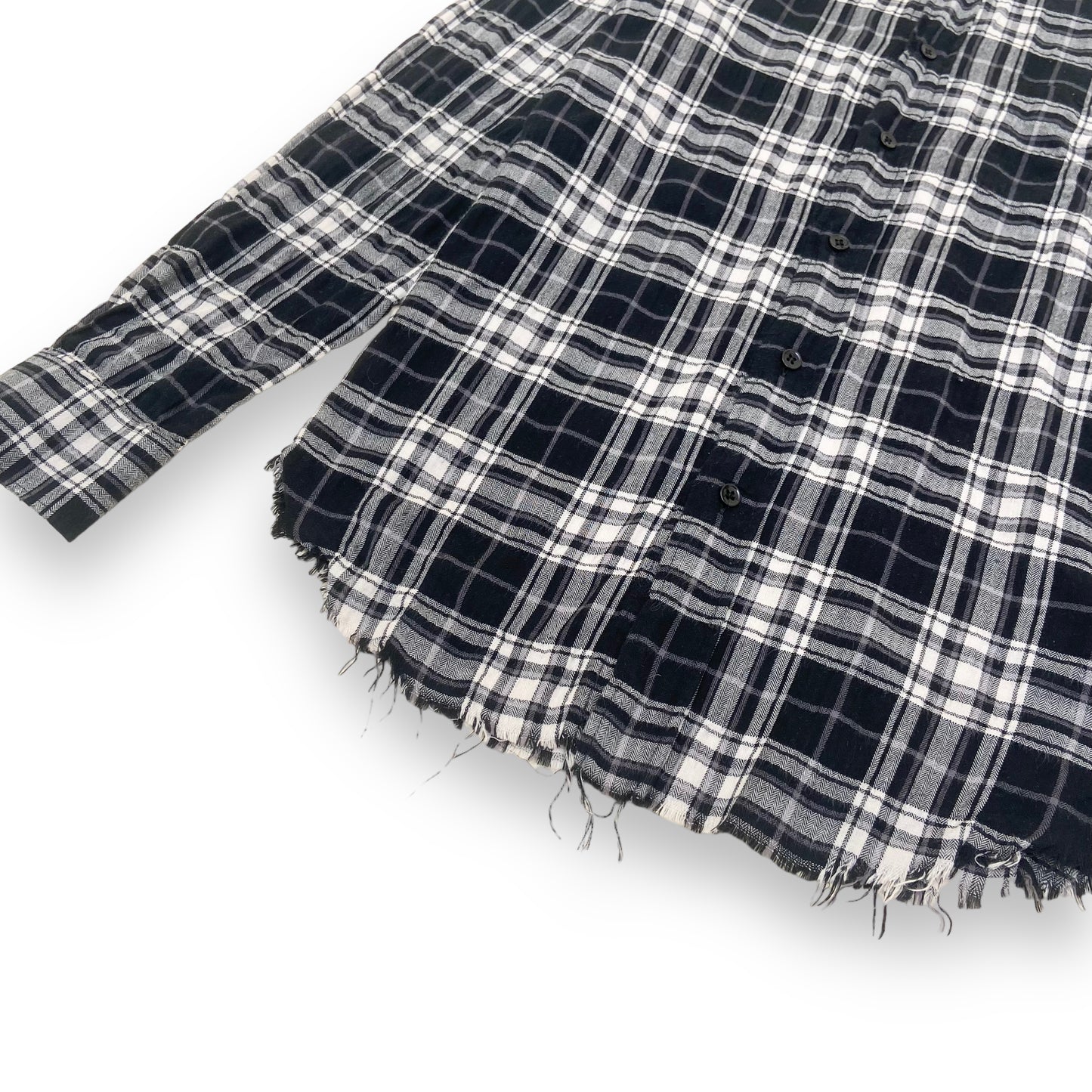 SAINT LAURENT CHECKED COTTON SHIRT BLACK / WHITE S