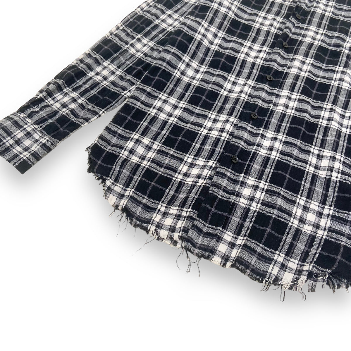 SAINT LAURENT CHECKED COTTON SHIRT BLACK / WHITE S